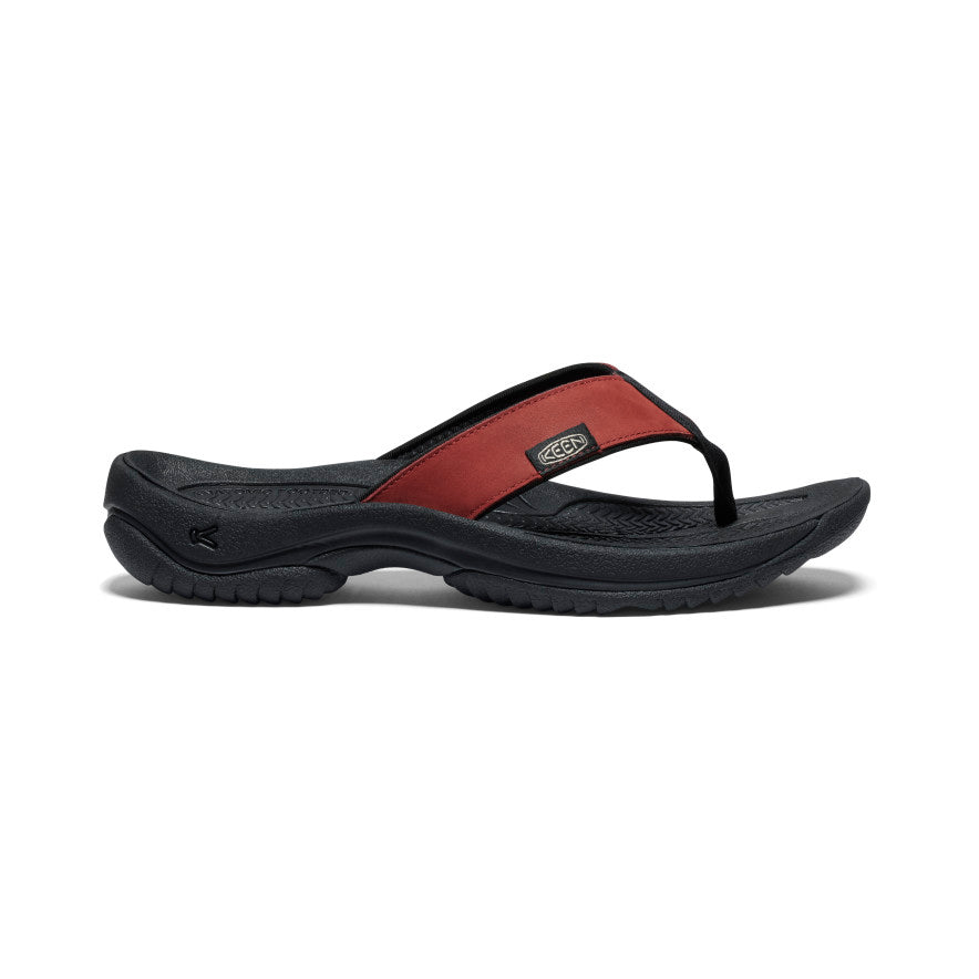 Men s Kona Leather Flip Flop Fired Brick Black